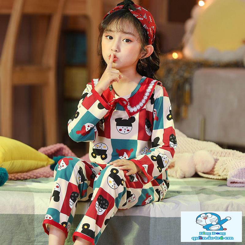 Bộ Đồ Ngủ Tay Dài Phong Cách Công Chúa Dễ Thương Cho Bé Gái
