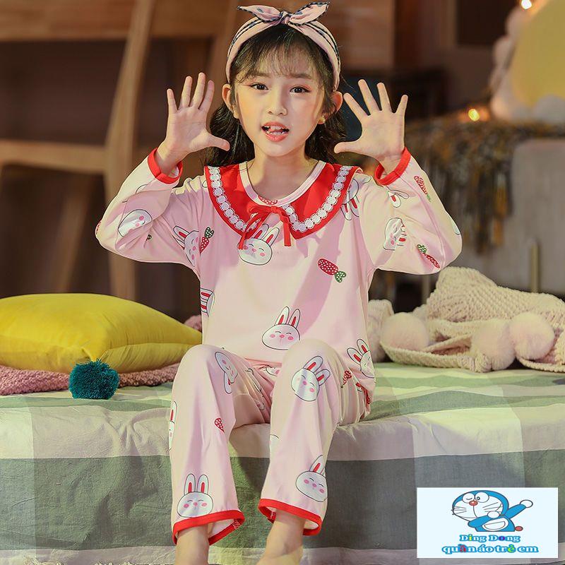 Bộ Đồ Ngủ Tay Dài Phong Cách Công Chúa Dễ Thương Cho Bé Gái