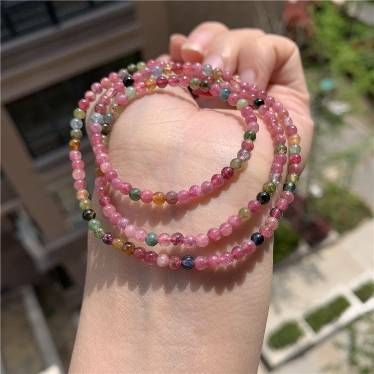 Tourmaline Vòng Tay Pha Lê Nhiều Lớp Màu Cầu Vồng Tự Nhiên Thời Trang Cho Nữ
