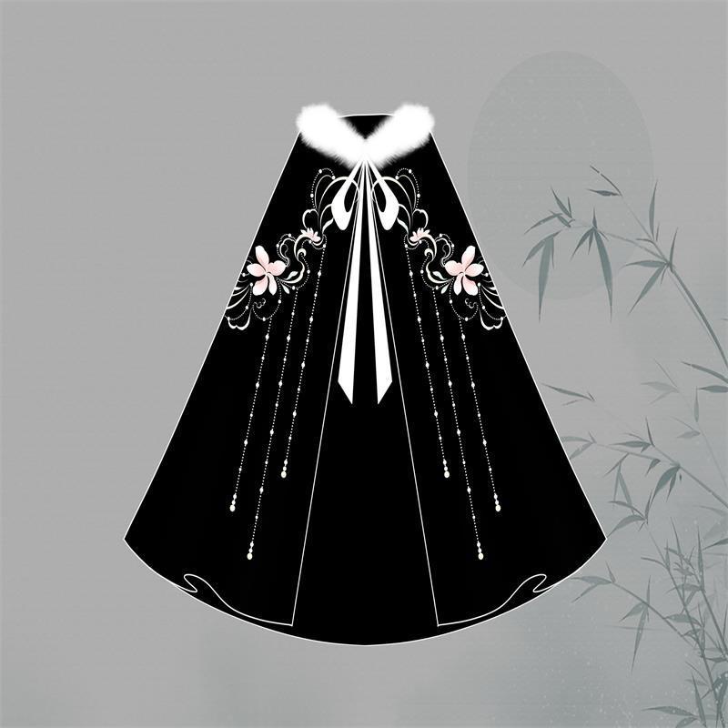 Áo Choàng Hán Phục Vải Lông Cừu Dày Dặn Thêu Họa Tiết Thời Trang Thu Đông Cho Nữ