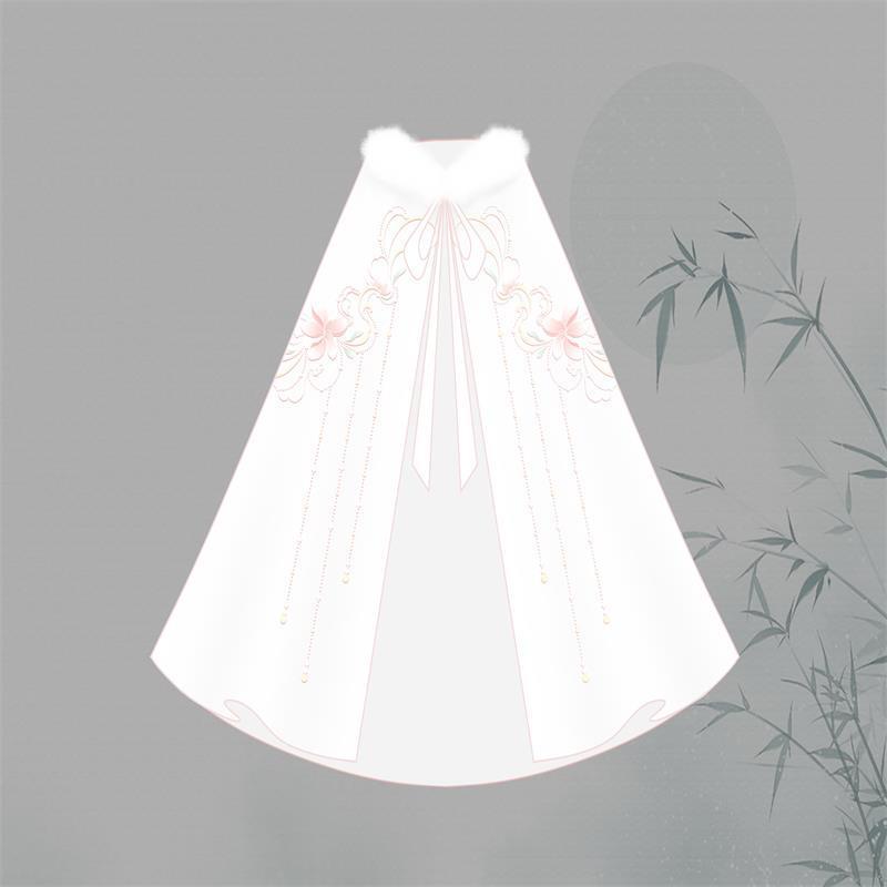 Áo Choàng Hán Phục Vải Lông Cừu Dày Dặn Thêu Họa Tiết Thời Trang Thu Đông Cho Nữ