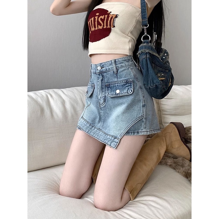 Chân Váy denim Lưng Cao Dáng Rộng Phong Cách Thời Trang Mùa Hè Mới Cho Nữ Có size Lớn