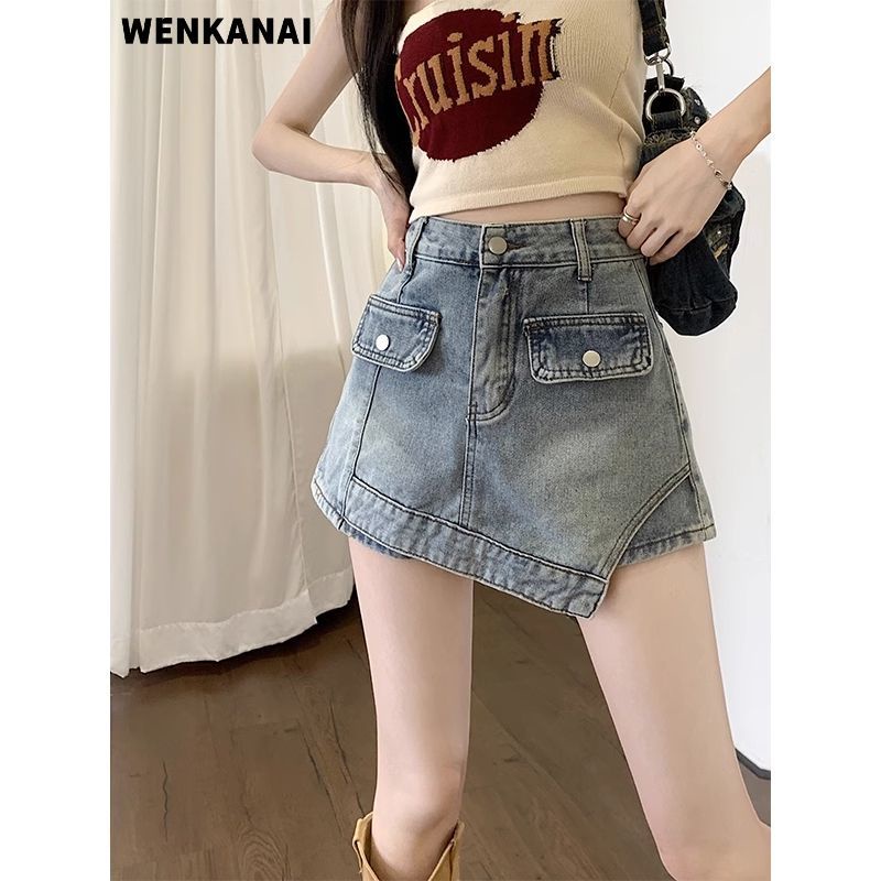 Chân Váy denim Lưng Cao Dáng Rộng Phong Cách Thời Trang Mùa Hè Mới Cho Nữ Có size Lớn