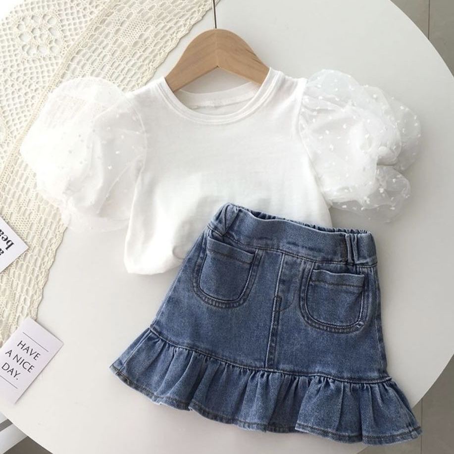 Chân Váy Đuôi Cá denim Thời Trang Mùa Hè Cho Bé Gái