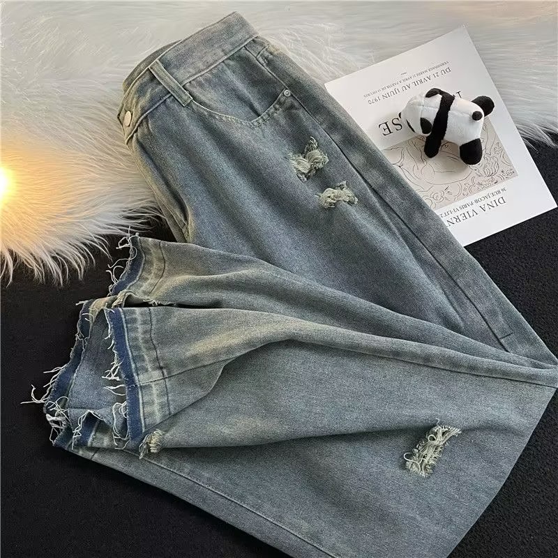 ☁️☁️Dây Đai Vận Chuyển Hàng Hóa 24 Giờ 24 Tiếng☁️Quần Jean Rách Dáng Suông Rộng Phong Cách Đường Phố Mỹ Thời Trang Thu Đông Cho Nam