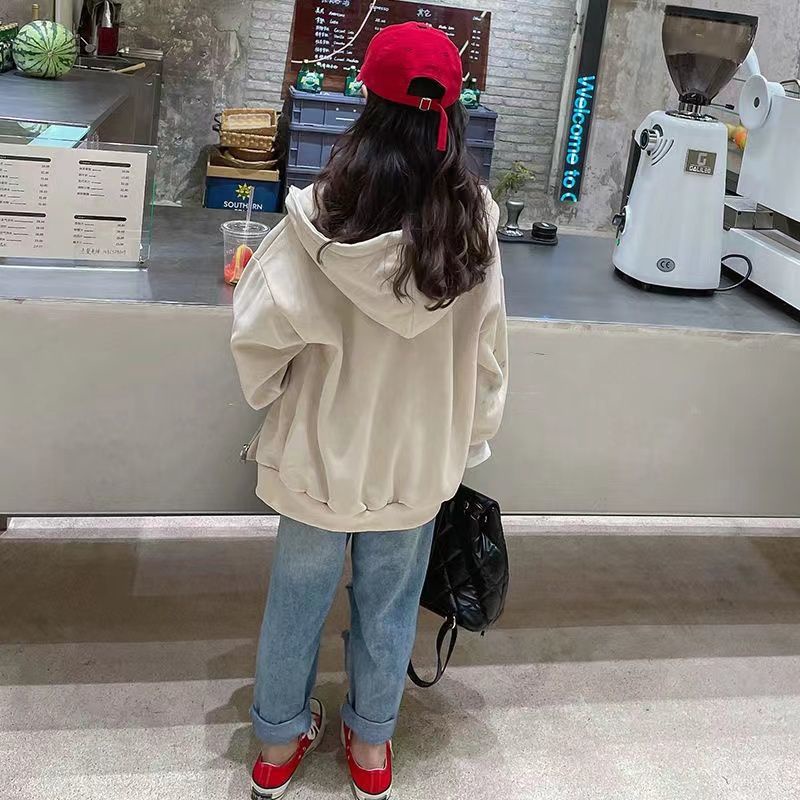 Áo Khoác Thể Thao Có Mũ Trùm Đầu Phong Cách Hàn Quốc Thời Trang Xuân Thu Cho Bé Gái