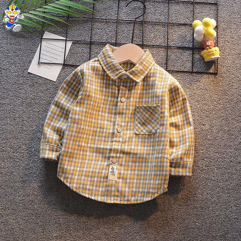 Áo Sơ Mi Tay Dài Họa Tiết Sọc Caro Thời Trang Xuân Thu Cho Bé Trai 1-3 - 4 Tuổi