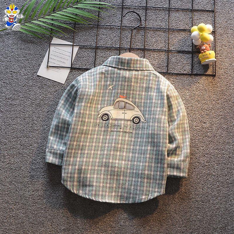 Áo Sơ Mi Tay Dài Họa Tiết Sọc Caro Thời Trang Xuân Thu Cho Bé Trai 1-3 - 4 Tuổi