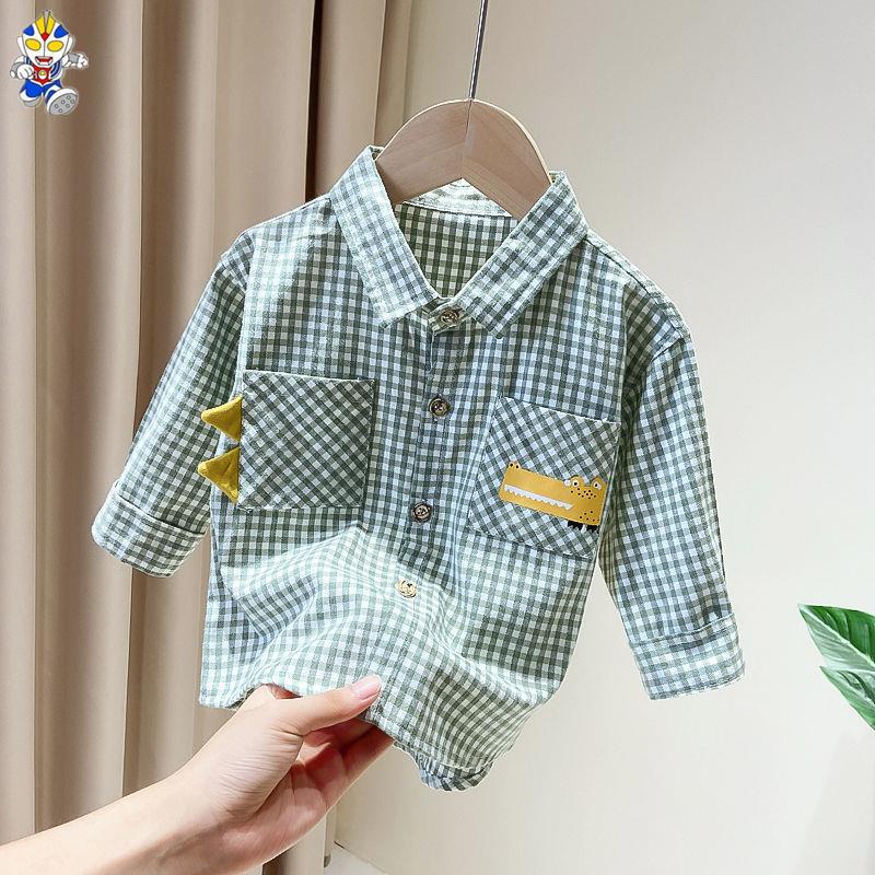 Áo Sơ Mi Tay Dài Họa Tiết Sọc Caro Thời Trang Xuân Thu Cho Bé Trai 1-3 - 4 Tuổi