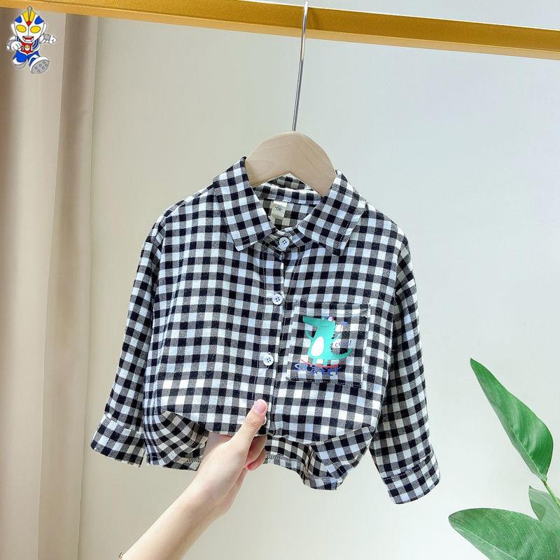 Áo Sơ Mi Tay Dài Họa Tiết Sọc Caro Thời Trang Xuân Thu Cho Bé Trai 1-3 - 4 Tuổi