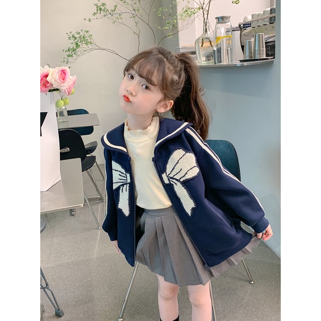 Áo Khoác Có Mũ Dáng Rộng Phong Cách Hàn Quốc Thời Trang Xuân Thu Cho Bé Gái