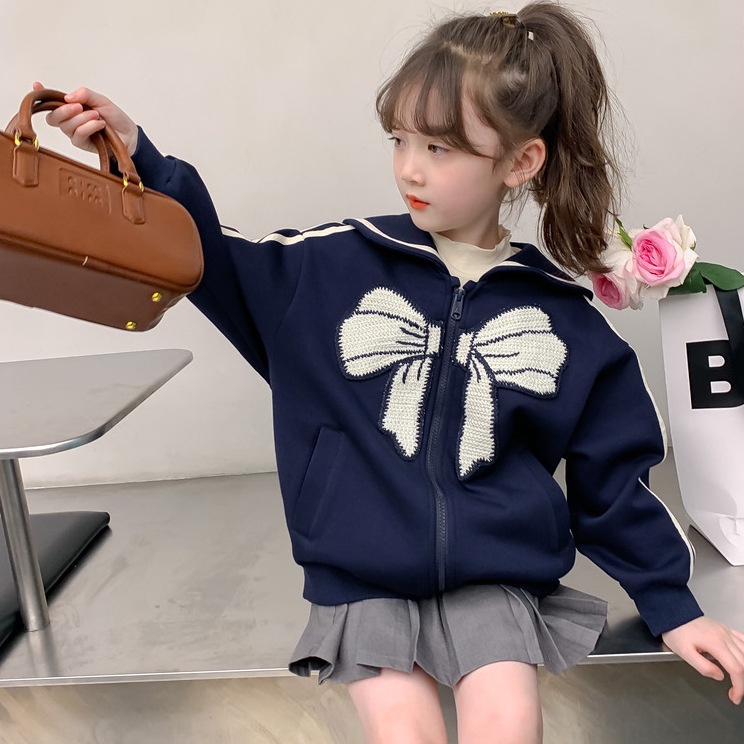 Áo Khoác Có Mũ Dáng Rộng Phong Cách Hàn Quốc Thời Trang Xuân Thu Cho Bé Gái