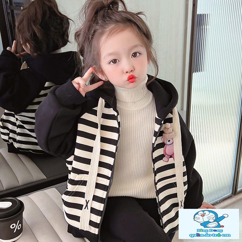 ~ Áo Khoác Có Mũ Trùm Đầu Phong Cách Hàn Quốc Thời Trang Xuân Thu Cho Bé Gái