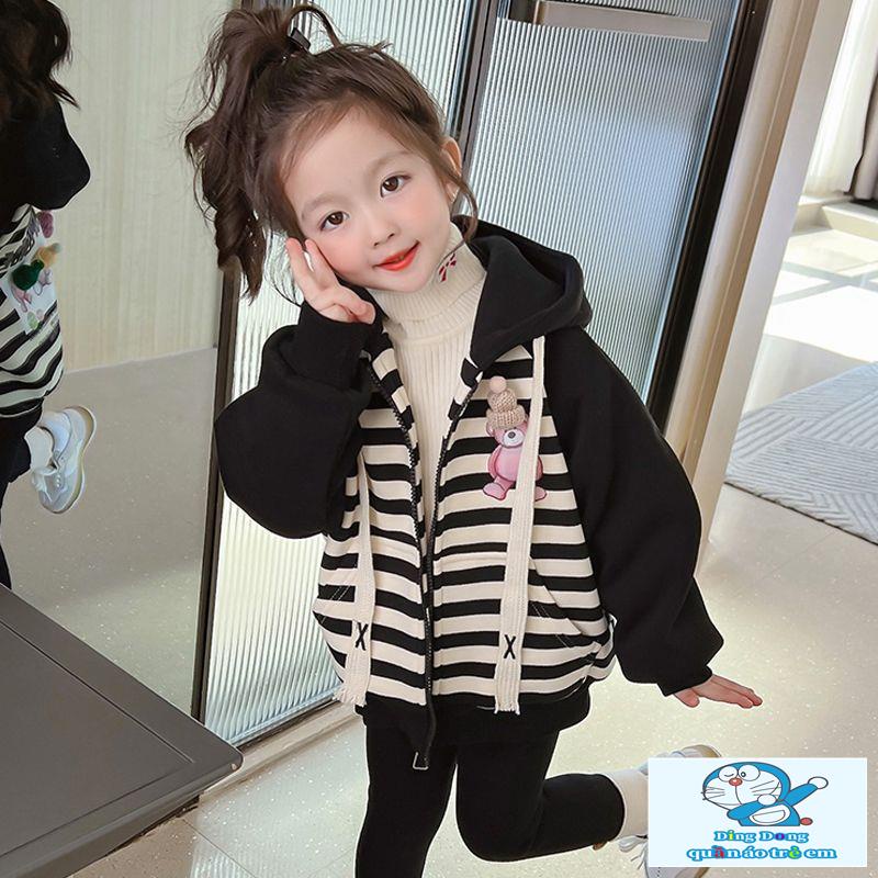 ~ Áo Khoác Có Mũ Trùm Đầu Phong Cách Hàn Quốc Thời Trang Xuân Thu Cho Bé Gái