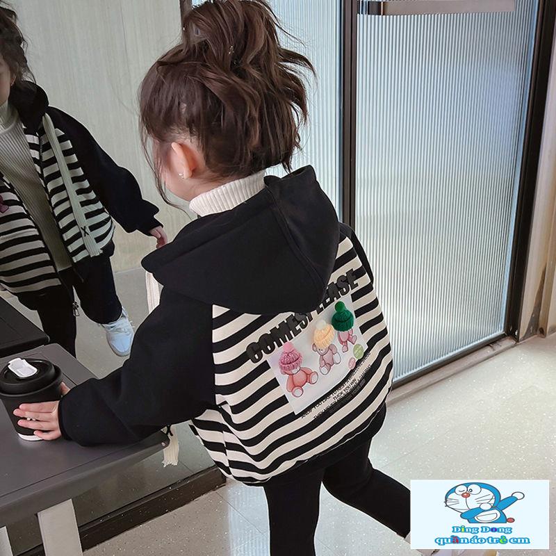 ~ Áo Khoác Có Mũ Trùm Đầu Phong Cách Hàn Quốc Thời Trang Xuân Thu Cho Bé Gái