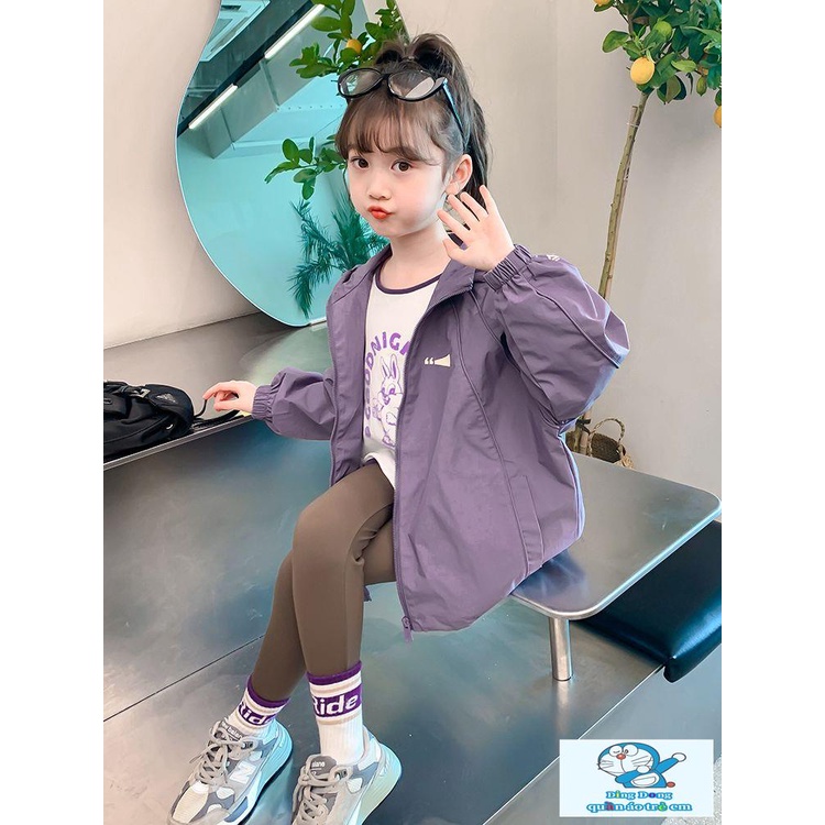 ~ Áo Khoác Thể Thao Có Mũ Trùm Phong Cách Mới Thời Trang Xuân Thu Cho Bé Gái