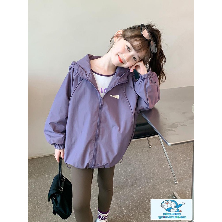 ~ Áo Khoác Thể Thao Có Mũ Trùm Phong Cách Mới Thời Trang Xuân Thu Cho Bé Gái
