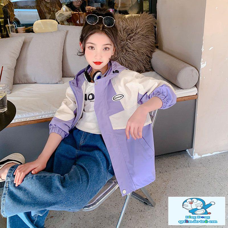 ~ Áo Khoác Thể Thao Có Mũ Trùm Phong Cách Mới Thời Trang Xuân Thu Cho Bé Gái