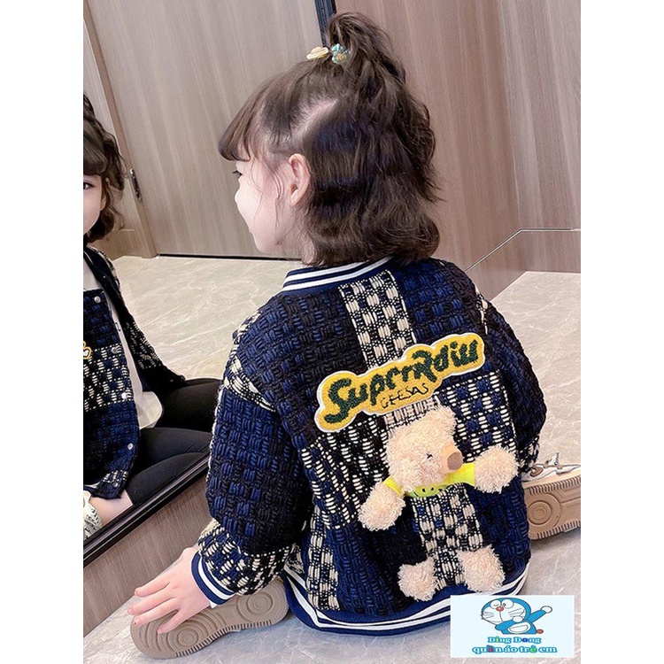 ~ Áo Khoác Bóng Chày Sọc Caro Phong Cách Thời Trang Xuân Thu Mới Cho Bé Gái