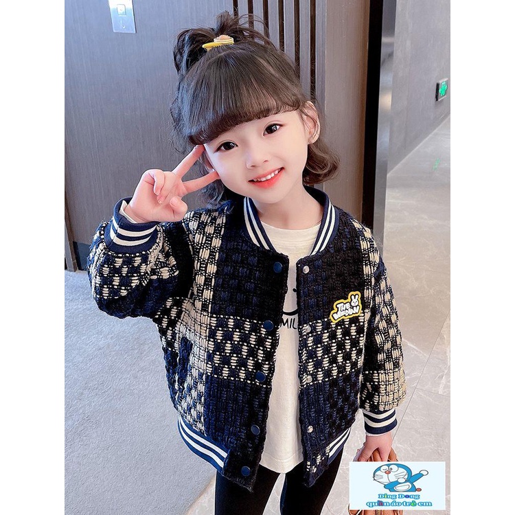 ~ Áo Khoác Bóng Chày Sọc Caro Phong Cách Thời Trang Xuân Thu Mới Cho Bé Gái