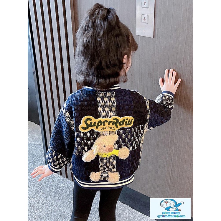 ~ Áo Khoác Bóng Chày Sọc Caro Phong Cách Thời Trang Xuân Thu Mới Cho Bé Gái