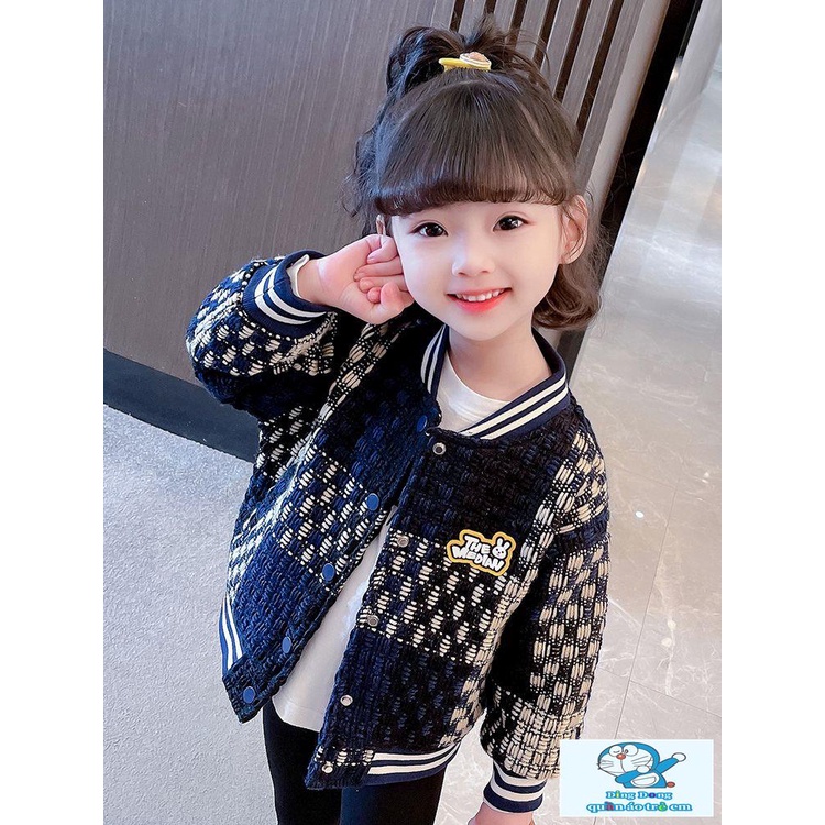 ~ Áo Khoác Bóng Chày Sọc Caro Phong Cách Thời Trang Xuân Thu Mới Cho Bé Gái