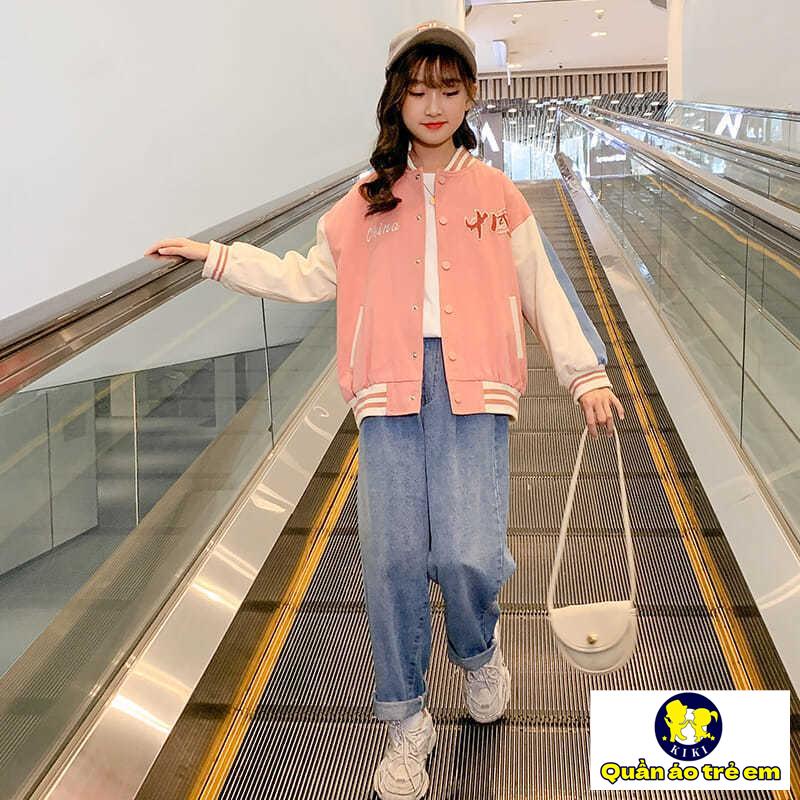 ~ Áo Khoác Bóng Chày Phong Cách Hàn Quốc Mới 2023 Cho Bé Gái