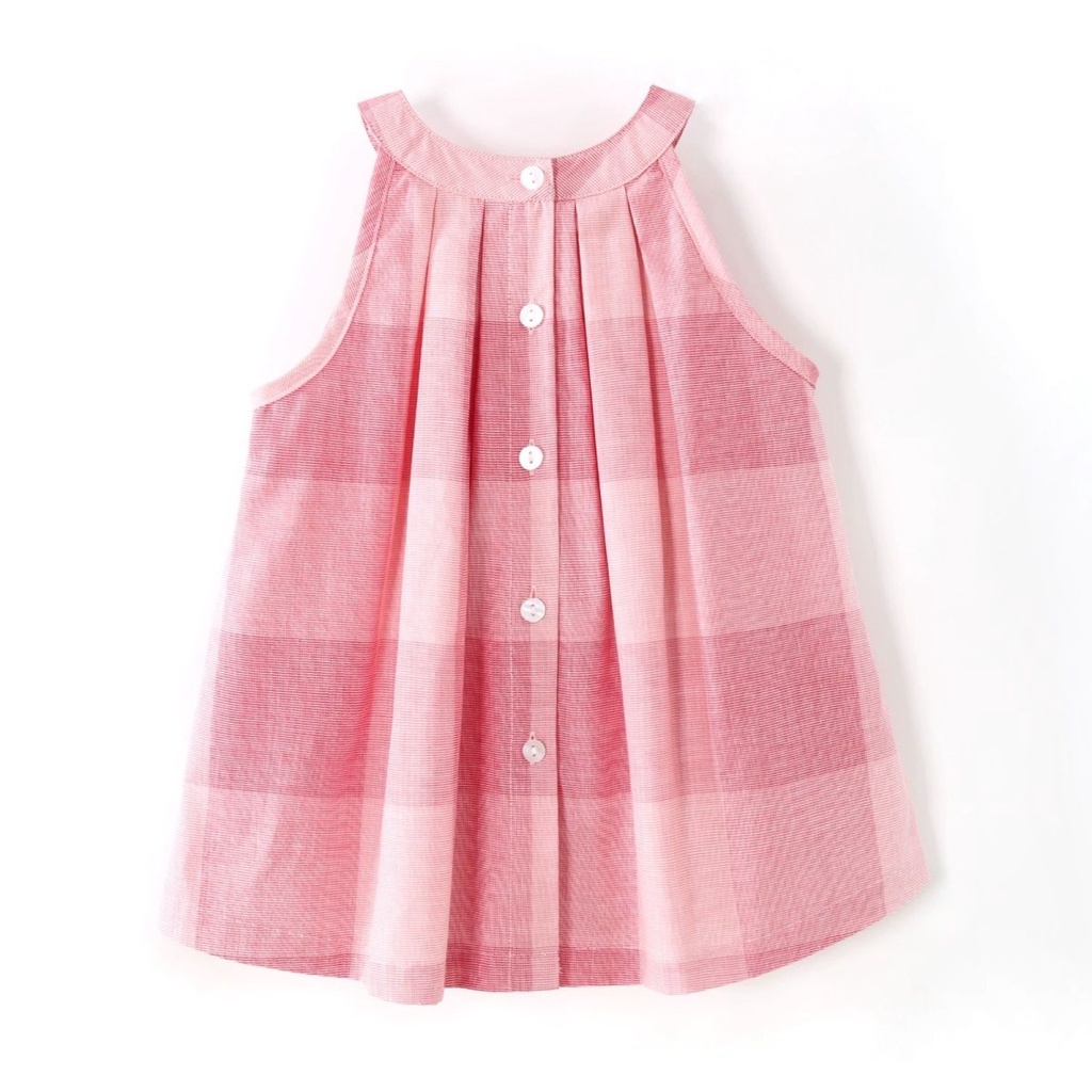 Đầm Sát Nách Kẻ Sọc Caro Xinh Xắn Thời Trang Hè Cho Bé Gái Phong Cách Hàn Quốc