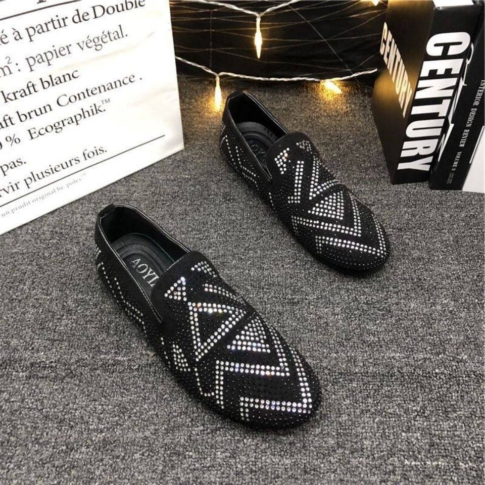 Giày Lười Đính Đá Thoáng Khí Phong Cách Thời Trang Hàn Quốc