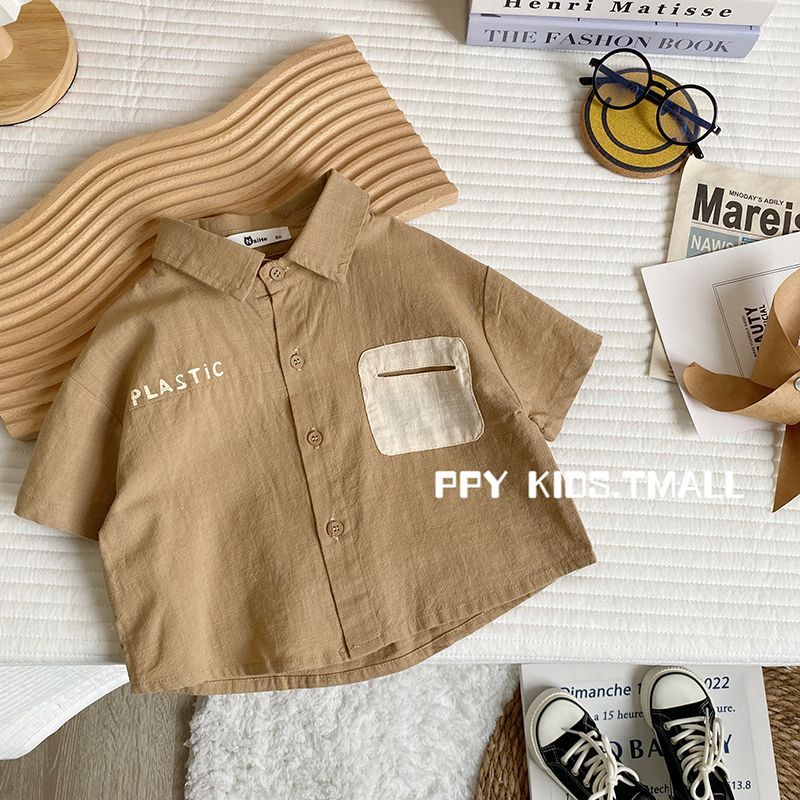 M & h ~  Áo Sơ Mi Ngắn Tay Phong Cách Hàn Quốc Mới 2023 Cho Bé Trai