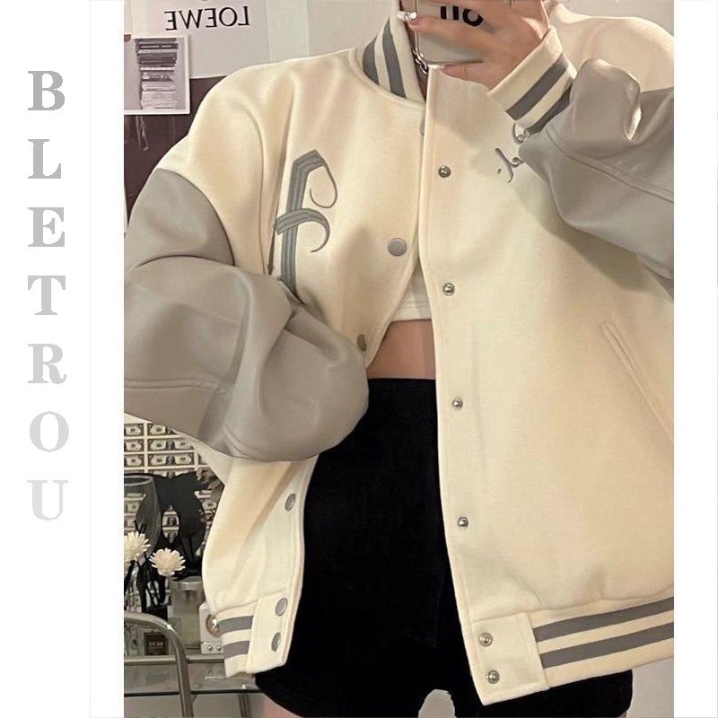 Bltrou Áo Khoác Bóng Chày Dáng Rộng Thêu Họa Tiết Thời Trang Dành Cho Nam Và Nữ