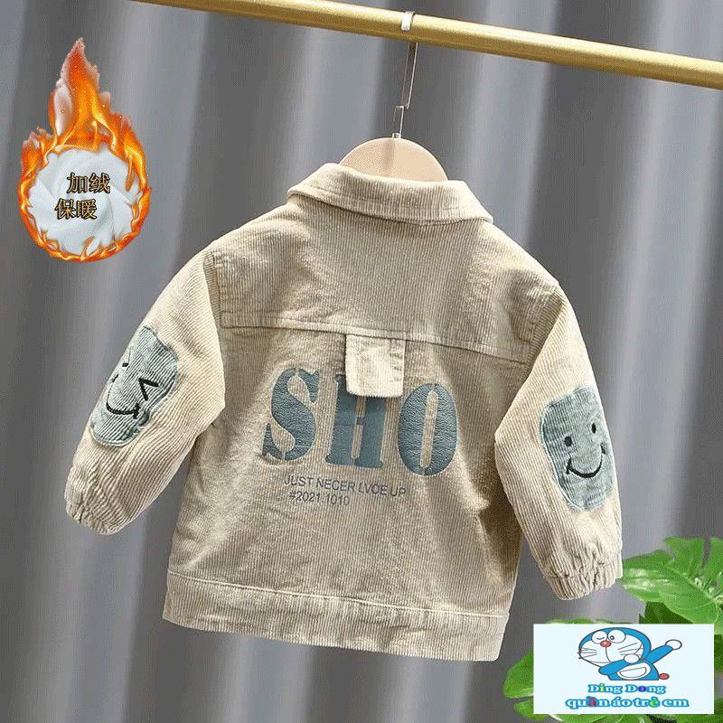 ~ Áo Khoác Nhung Kẻ Phong Cách Hàn Quốc Thời Trang Xuân Thu Dành Cho Bé Trai