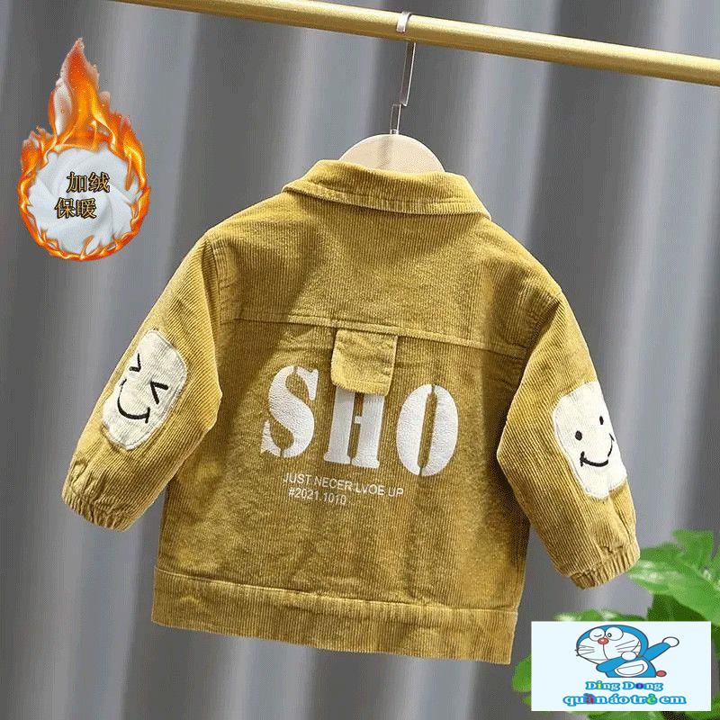 ~ Áo Khoác Nhung Kẻ Phong Cách Hàn Quốc Thời Trang Xuân Thu Dành Cho Bé Trai