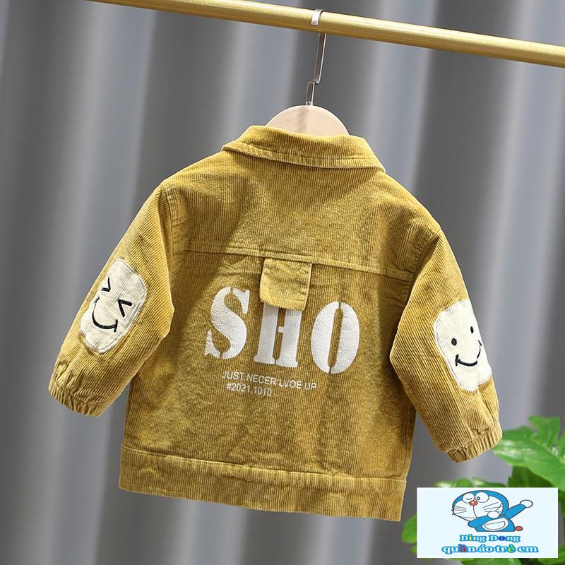 ~ Áo Khoác Nhung Kẻ Phong Cách Hàn Quốc Thời Trang Xuân Thu Dành Cho Bé Trai
