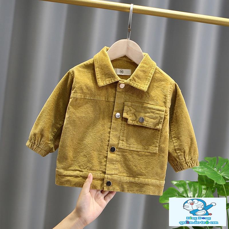 ~ Áo Khoác Nhung Kẻ Phong Cách Hàn Quốc Thời Trang Xuân Thu Dành Cho Bé Trai