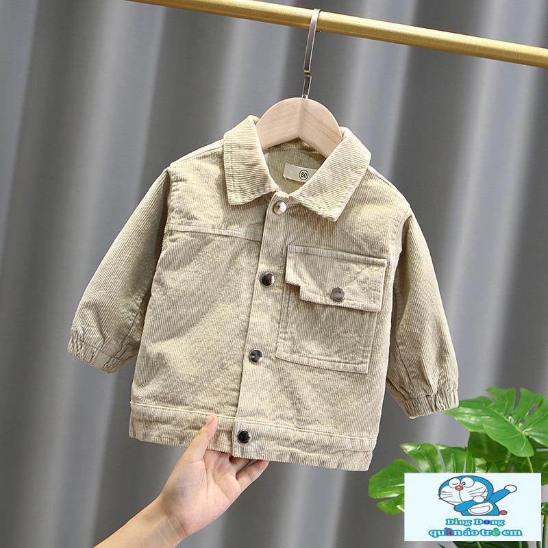 ~ Áo Khoác Nhung Kẻ Phong Cách Hàn Quốc Thời Trang Xuân Thu Dành Cho Bé Trai