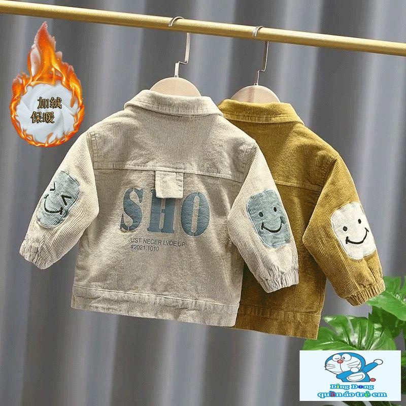 ~ Áo Khoác Nhung Kẻ Phong Cách Hàn Quốc Thời Trang Xuân Thu Dành Cho Bé Trai