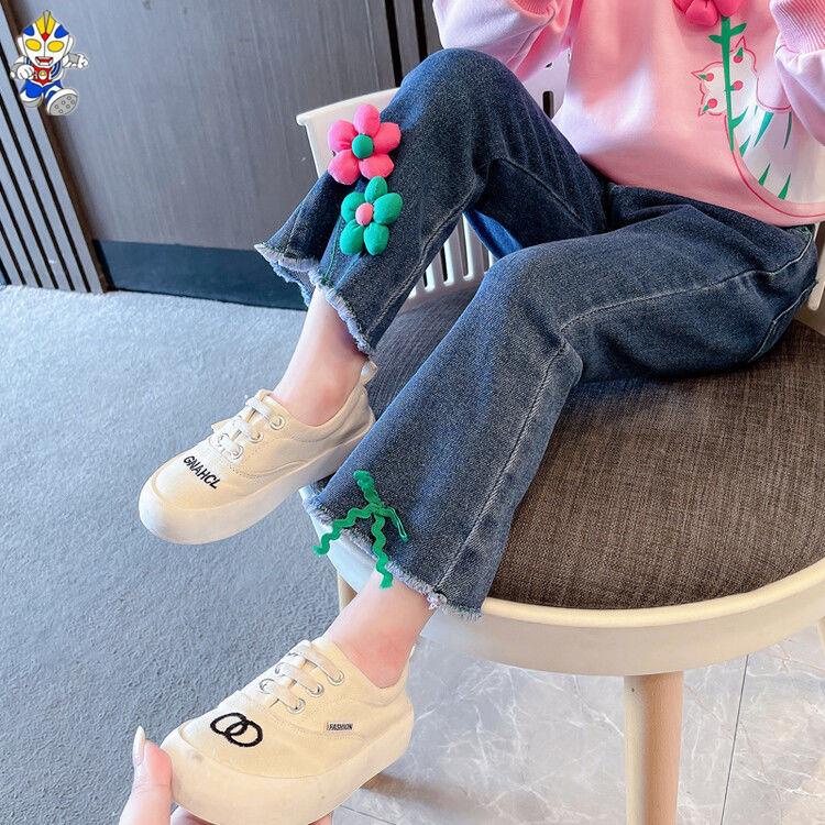 Quần jeans Ống Loe Phong Cách Thời Trang Xuân Thu Mới 2023 Dành Cho Bé Gái