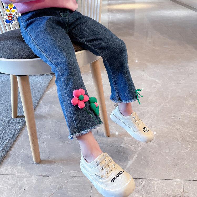 Quần jeans Ống Loe Phong Cách Thời Trang Xuân Thu Mới 2023 Dành Cho Bé Gái