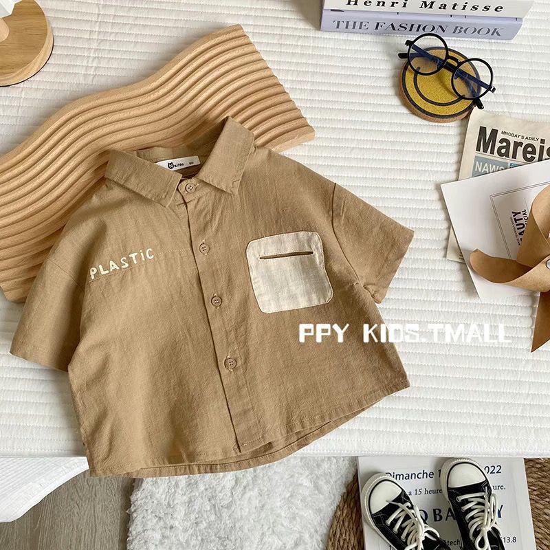 M & h ~  Áo Sơ Mi Ngắn Tay Phong Cách Hàn Quốc Mới 2023 Cho Bé Trai