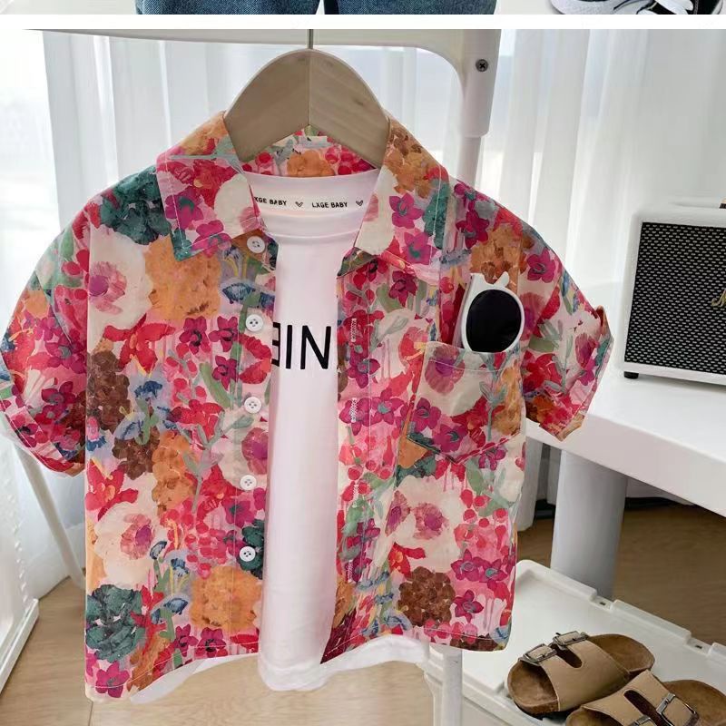 M & h ~  Áo Sơ Mi Ngắn Tay Họa Tiết Hoạt Hình Phong Cách Mới Năm 2023 Cho Bé Trai