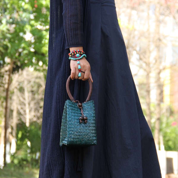 Túi Xách Đan Lát Phong Cách retro Nữ Tính