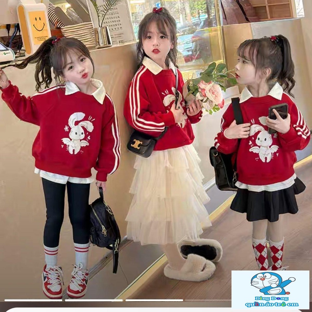 ~ Áo sweatshirt Cổ Thỏ Phong Cách Mới Hợp Thời Trang Xuân Thu Cho Bé Gái