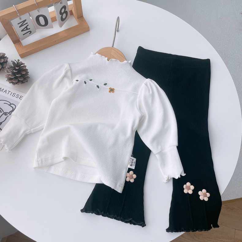 Áo Thun Tay Dài Phồng Phong Cách Mới Dành Cho Bé Gái