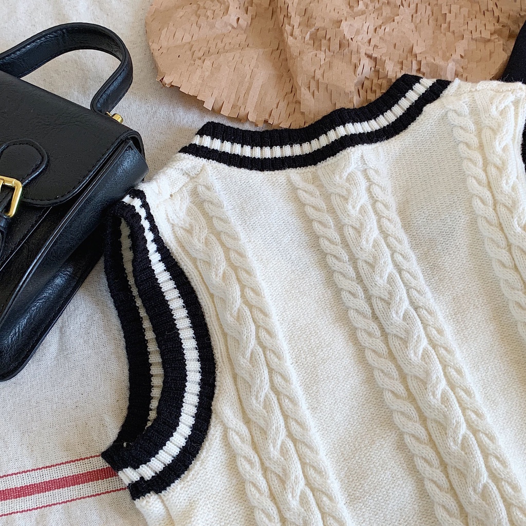 Áo sweater Dệt Kim Không Tay Dễ Phối Đồ Phong Cách Hàn Quốc Cho Bé Mẫu Giáo