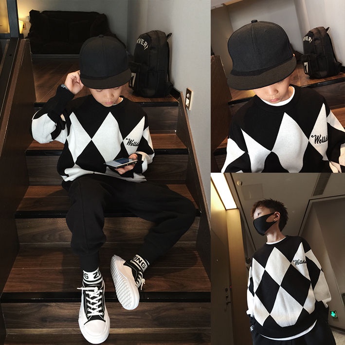 Áo Sweater Dáng Rộng Phong Cách Đường Phố Thời Trang Xuân Thu Cho Bé Trai
