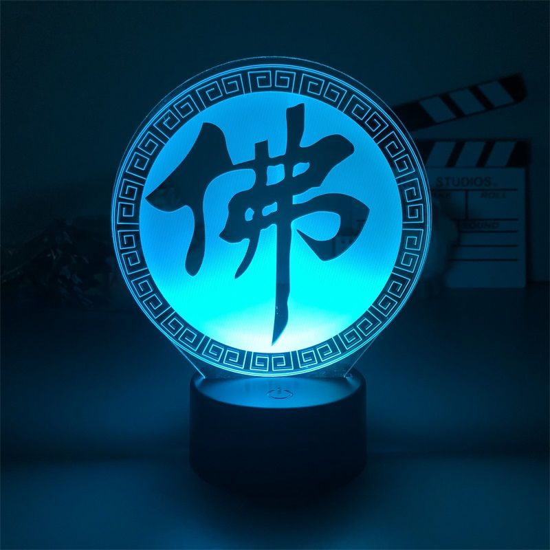 Tượng Phật 3d Phát Sáng Nhiều Màu Có Nhạc Để Bàn Trang Trí