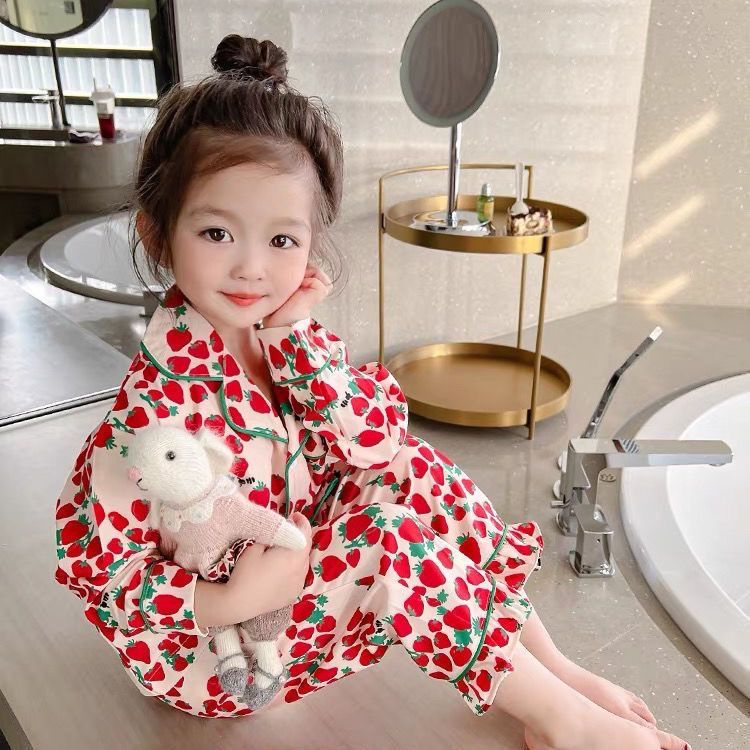Bộ Đồ Ngủ Tay Dài Phong Cách Công Chúa Dễ Thương Thời Trang Xuân Thu Cho Bé Gái