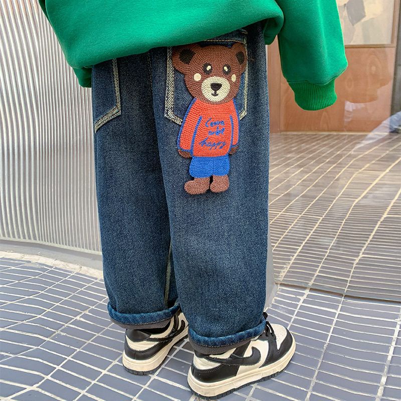 Hàng Có Sẵn ~  Quần Jean Lót Lông Cừu Dày Phong Cách Thu Đông Mới Cho Bé Trai