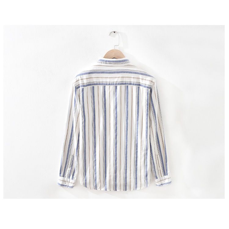 Áo Sơ Mi Nam Dài Tay Sọc Dọc 20% Thời Trang Nhật Bản
